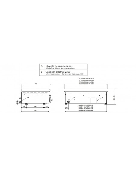 Plancha de Acero pavonado Mainho Mod. ECOEM-90PV UNI, electrica