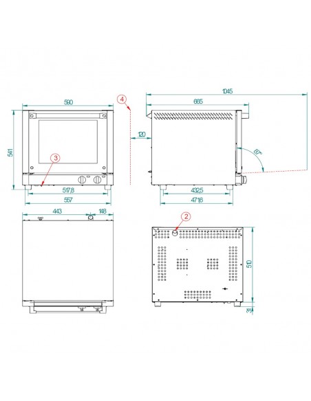 Horno de conveccion FM Mod. RX 304 H, electrico con humidificador
