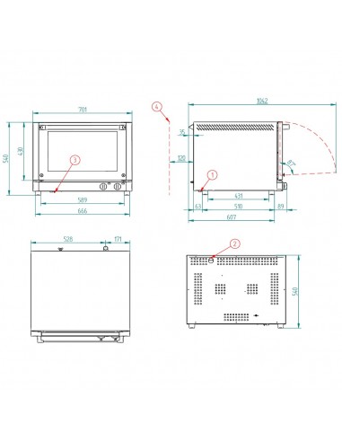Horno de conveccion FM Mod. RX 424 PLUS, electrico