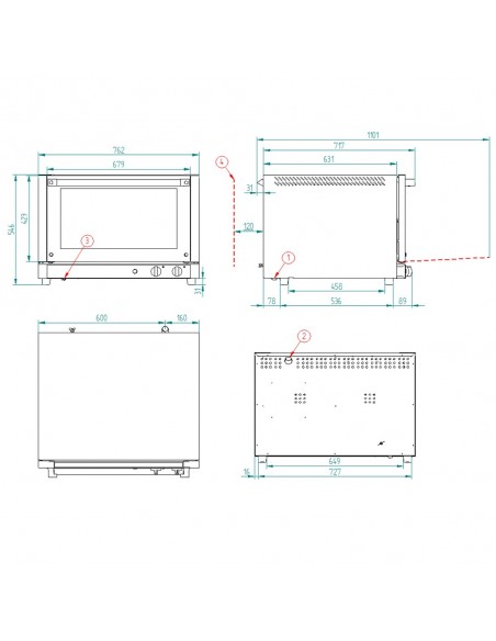 Horno de conveccion FM Mod. RXP 604 H, electrico  con humidificador