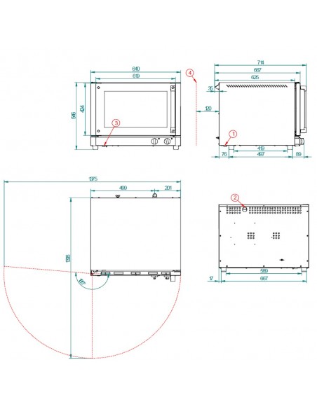 Horno de conveccion FM Mod. RXL 424, electrico apertura lateral