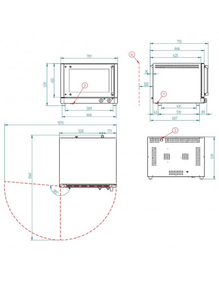 Horno de conveccion FM Mod. RXL 424 PLUS, electrico apertura lateral