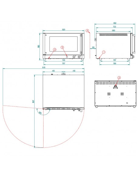 Horno de conveccion FM Mod. RXL 604 PLUS H, electrico apertura lateral con humidificador