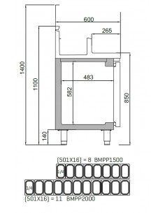 Mesa refrigerada de ensaladas Infrico Mod. BMPP 1500 EN 2