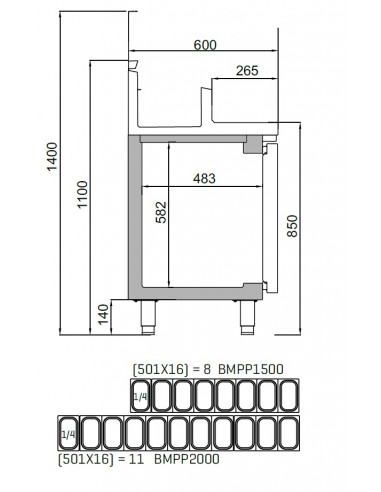 Mesa refrigerada de ensaladas Infrico Mod. BMPP...