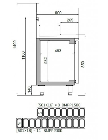 Mesa refrigerada de ensaladas Infrico Mod. BMPP...