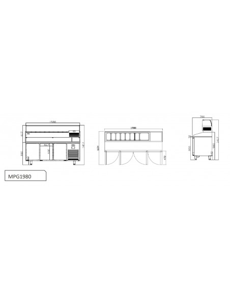 Mesa refrigerada de pizzas Infrico Mod. MPG 1980