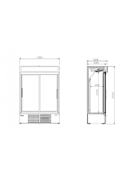 Expositor refrigerado Infrico Mod. ERC 100, con puertas correderas