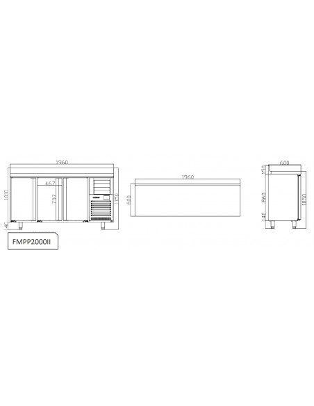 Frente mostrador refrigerado Infrico Mod. FMPP2000CR, con puertas de cristal