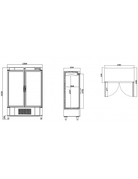 Armario expositor refrigerado Infrico Mod. AEX 1000 T/F, con puertas de cristal