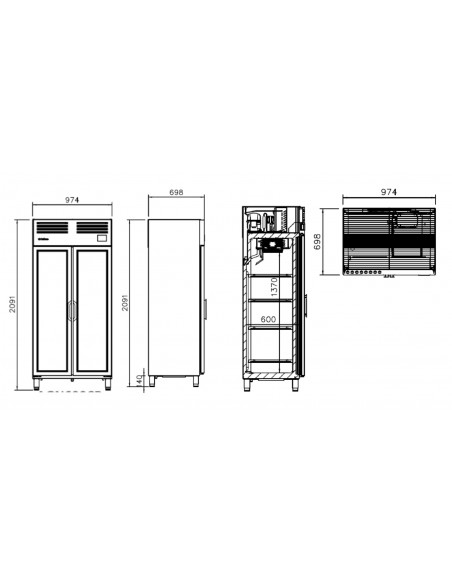 Armario de refrigeracion Infrico Mod. AGN 600 CR, puertas de cristal