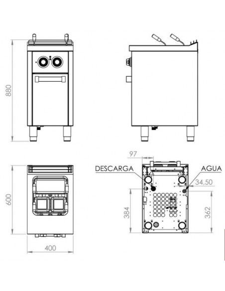Cuecepastas con estante Fainca Hr Mod. CPE25L600E, electrico
