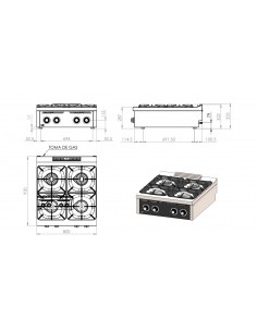 Cocina 4 fuegos de sobremesa Fainca Hr Mod. C4F900S, a gas 2