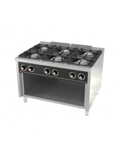 Cocina 6 fuegos con estante Fainca Hr Mod. C6F900E, a gas