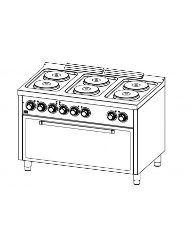 Cocina 6 placas con horno maxi Fainca Hr Mod. CE6F750HM, electrica