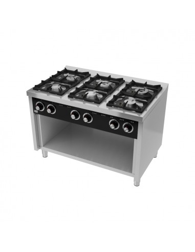 Cocina 6 fuegos con estante Fainca Hr Mod. C6F750E, a gas