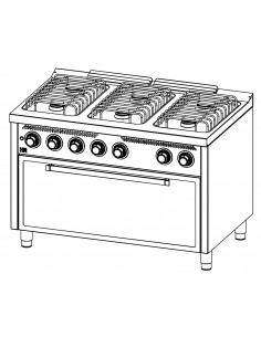 Cocina 6 fuegos con horno maxi Fainca Hr Mod. CB6F750HM,...