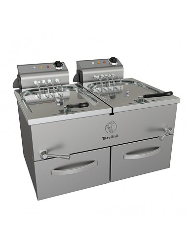 Freidora sobremesa con sistema de elevacion Movilfrit mod. FAH 10+10 400, trifasica con grifo