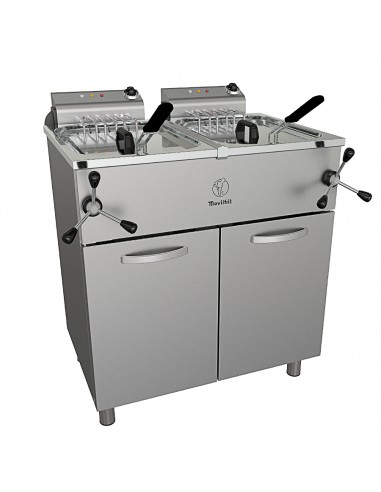 Freidora sobremesa con sistema de elevacion Movilfrit mod. FAH 25+25 400, trifasica con grifo