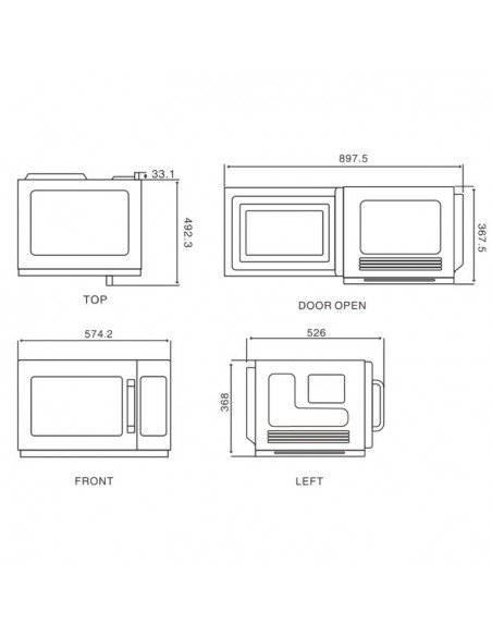 Microondas Edenox Mod. MICRO-1834-D-E, con estante intermedio
