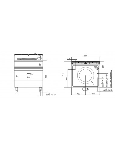 Marmita indirecta Bertos Mod. G7PI, a gas