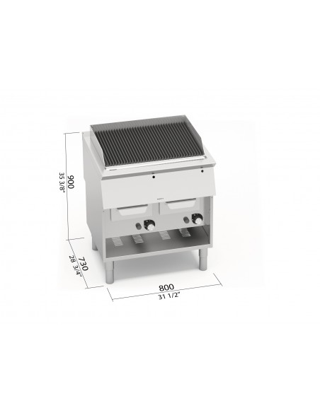 Parrilla con fondo de agua Bertos Mod. SG7WG80M, a gas