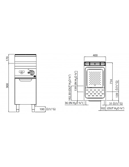 Cuece pastas Bertos Mod. CPG40E, a gas