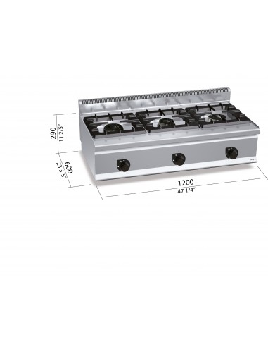 Cocina 3 fuegos de sobremesa Bertos Mod....