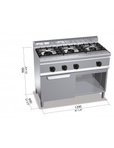 Cocina 3 fuegos con horno Bertos Mod. G6F3H12+FG1, a gas 2