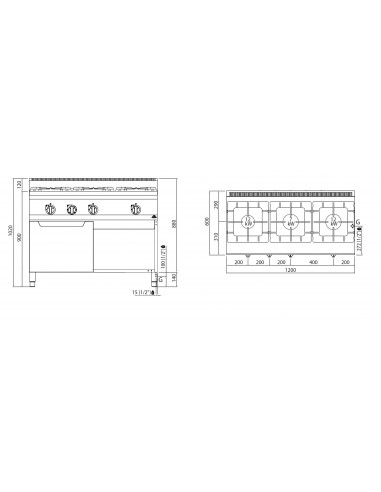 Cocina 3 fuegos con horno Bertos Mod....
