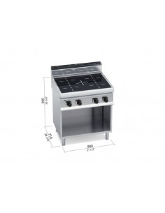 Cocina vitroceramica 4 fuegos Bertos Mod.E7P4M/VTR 2