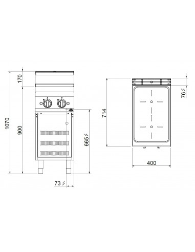 Cocina induccion 2 fuegos Bertos Mod.E7P2M/IND