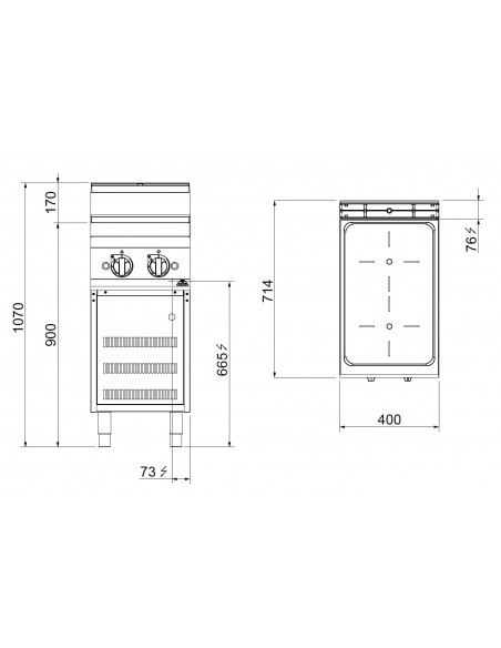 Cocina induccion 2 fuegos Bertos Mod.E7P2M/IND