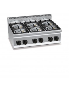 Cocina 6 fuegos de sobremesa Bertos Mod. G6F6BPW, a gas