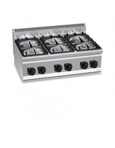 Cocina 6 fuegos de sobremesa Bertos Mod. G6F6BPW, a gas