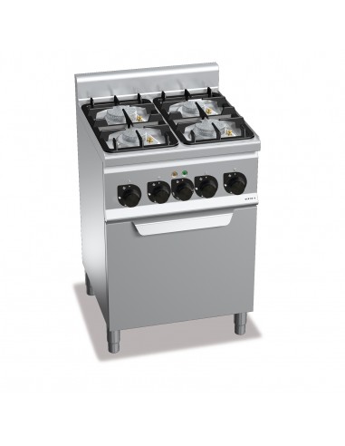 Cocina 4 fuegos con horno electronico Bertos Mod. G6F4PW+FE1, a gas