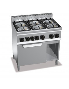 Cocina 6 fuegos con horno Bertos Mod. G6F6PW+FG1, a gas