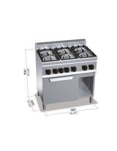 Cocina 6 fuegos con horno Bertos Mod. G6F6PW+FG1, a gas 2