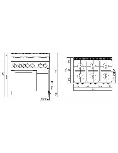 Cocina 6 fuegos con horno Bertos Mod....