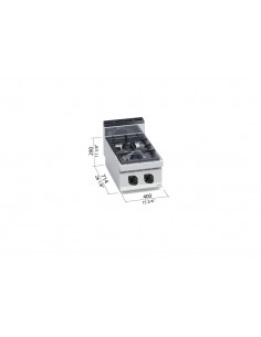 Cocina 2 fuegos de sobremesa Bertos Mod. G7F2B, a gas 2