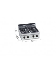 Cocina 4 fuegos de sobremesa Bertos Mod. G7F4B, a gas 2