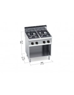Cocina 4 fuegos Bertos Mod. G7F4MP,  potenciada a gas 2