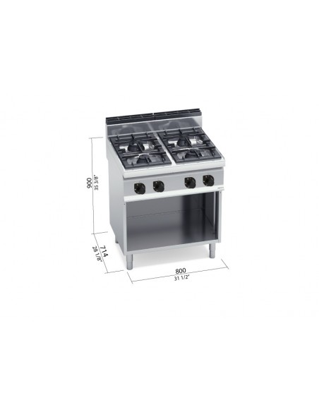 Cocina 4 fuegos Bertos Mod. G7F4MP,  potenciada a gas