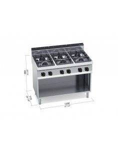 Cocina 6 fuegos Bertos Mod. G7F6M, a gas 2