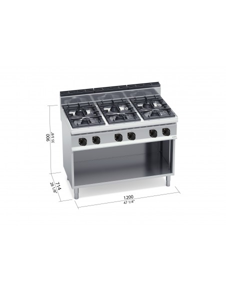 Cocina 6 fuegos Bertos Mod. G7F6M, a gas