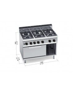 Cocina 6 fuegos con horno Bertos Mod. G7F6P+FG,... 2