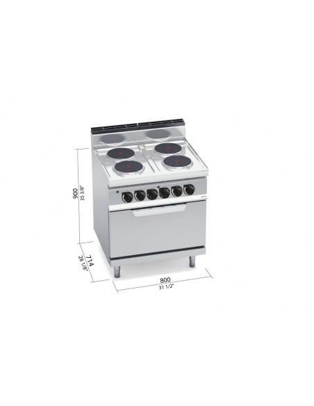 Cocina 4 fuegos con horno electrico Bertos Mod. E7P4+FE, electrica