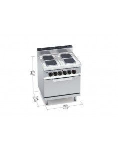 Cocina 4 fuegos con horno electrico Bertos Mod. E7PQ4+FE,... 2