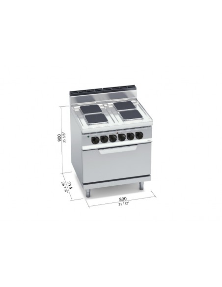 Cocina 4 fuegos con horno electrico Bertos Mod. E7PQ4+FE, electrica
