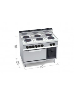 Cocina 6 fuegos con horno electrico Bertos Mod. E7P6+FE,... 2